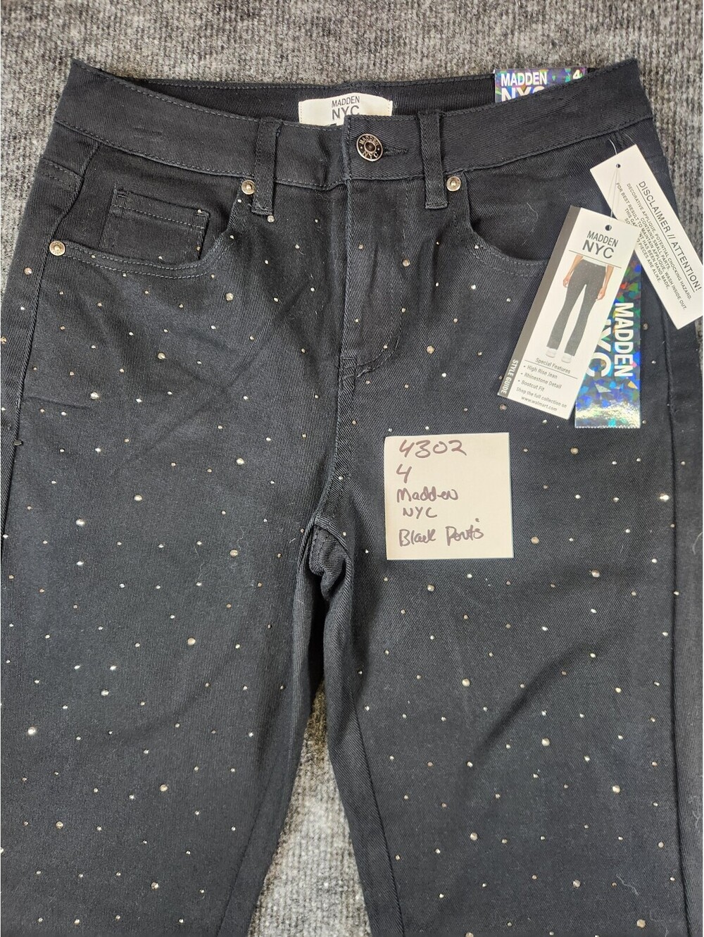 Madden NYC Women's Size 4 Black Rhinestone Embellished Pants NWT